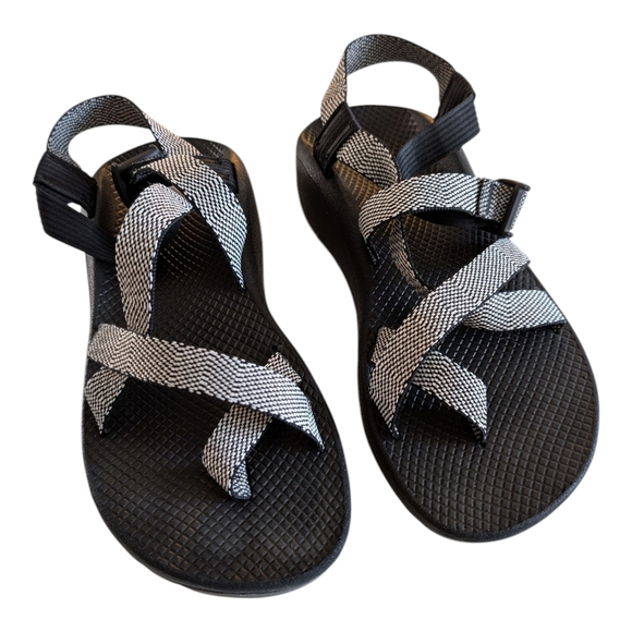 Chaco Black and White Sandals - Picture 1 of 8